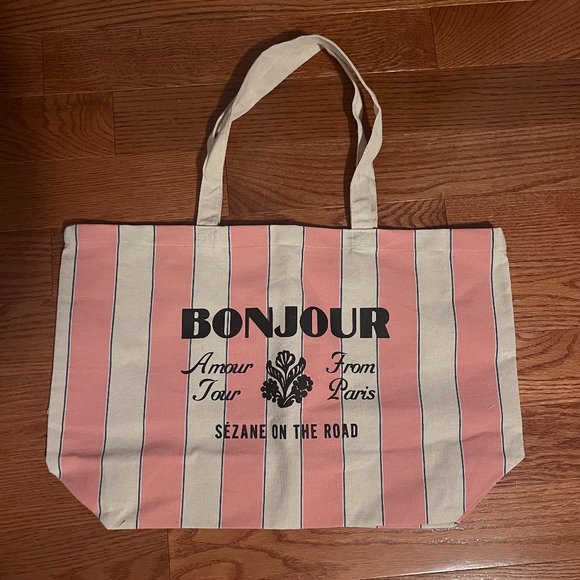 Sezane Handbags - Sezane "Bonjour Amour Tour" tote bag in pink stripe